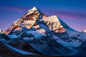 ai gegenereerd monteren Everest in roze schemering foto