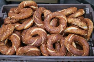 Turks bagel simit verkoop in een busje foto