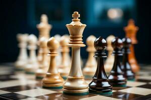 ai gegenereerd visie detailopname visie van schaak stukken Aan een schaakbord, bedrijf strategie foto