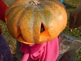 halloween vakantie dag gesneden pompoen foto