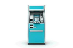 ai gegenereerd geautomatiseerd teller machine Aan wit achtergrond foto