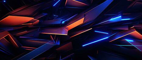 ai gegenereerd een futuristische neon ontwerp met onregelmatig lijnen en levendig blauw licht.. foto