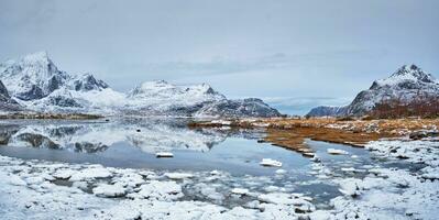 fjord in winter, Noorwegen foto