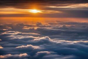 ai gegenereerd de zon is instelling over- de wolken foto