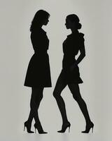 ai gegenereerd silhouet van drie Dames in zwart en wit jurken, studio schot. ai generatief foto