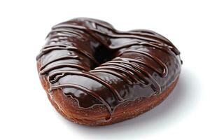 ai gegenereerd donut met chocola suikerglazuur geïsoleerd Aan wit achtergrond. foto