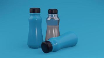 gewone plastic fles verpakking. 3D-rendering