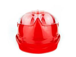 helm en veiligheidsbril constructie geïsoleerd op een witte achtergrond foto