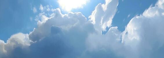 ai gegenereerd blauw lucht achtergrond met wit pluizig wolken foto