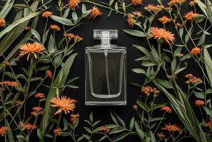 ai gegenereerd fles van parfum in de buurt venster kunst foto