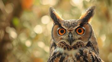 ai gegenereerd gehoornd uil in natuur foto