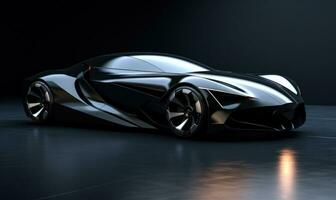 ai gegenereerd een zwart futuristische model- van een sport- auto foto