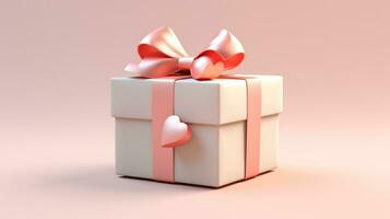 ai gegenereerd een geschenk doos met rood en roze hart met lint foto
