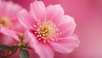 ai gegenereerd roze bloemen Aan een roze achtergrond foto