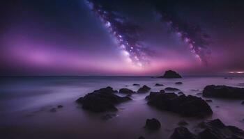 ai gegenereerd een Purper lucht met sterren en een Purper lucht foto