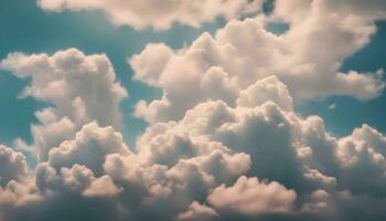 ai gegenereerd wolken in de lucht met een blauw lucht achtergrond foto