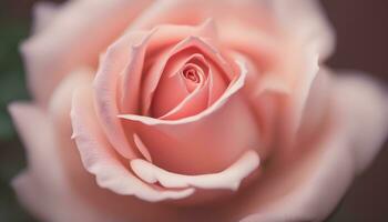 ai gegenereerd een dichtbij omhoog van een roze roos met een wazig achtergrond foto