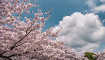 ai gegenereerd kers bloesems in de lucht foto