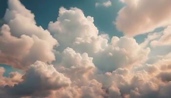 ai gegenereerd wolken in de lucht met een blauw lucht achtergrond foto