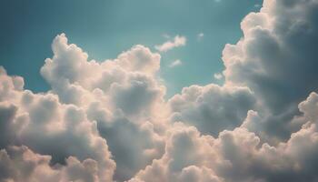 ai gegenereerd wolken in de lucht met een blauw lucht achtergrond foto