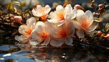 ai gegenereerd natuur schoonheid in een single bloem, levendig kleuren reflecteren kalmte gegenereerd door ai foto