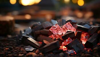 ai gegenereerd gegrild steak Aan hout, een fijnproever maaltijd met natuurlijk warmte gegenereerd door ai foto