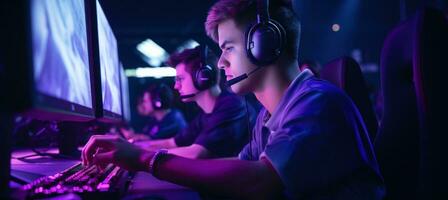 ai gegenereerd professioneel esport gamers en spelers hebben nooit geweest bekwaam naar krijgen de aandacht van zo veel spelers foto