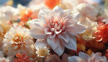 ai gegenereerd levendig gekleurde bloemen bloesem, presentatie van natuur schoonheid in een boeket gegenereerd door ai foto