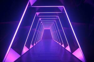 ai gegenereerd neon tunnel voor intro neon regenboog neon licht achtergrond foto