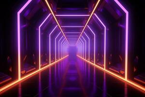 ai gegenereerd een beeld van een neon verlicht tunnel foto