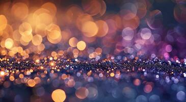 ai gegenereerd een abstract achtergrond van licht bokeh en sparkles foto