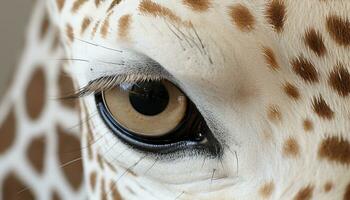 ai gegenereerd giraffe op zoek Bij camera, gevlekte vacht, mooi natuur in Afrika gegenereerd door ai foto