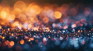 ai gegenereerd een abstract achtergrond van licht bokeh en sparkles foto