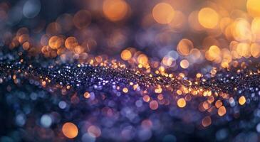 ai gegenereerd een abstract achtergrond van licht bokeh en sparkles foto