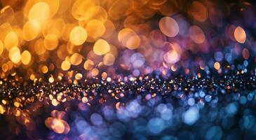 ai gegenereerd een abstract achtergrond van licht bokeh en sparkles foto