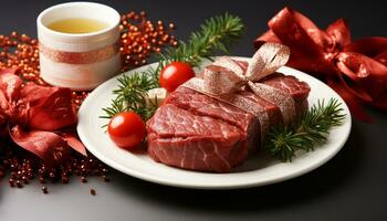 ai gegenereerd vers gegrild fijnproever steak Aan een houten bord, perfect maaltijd gegenereerd door ai foto