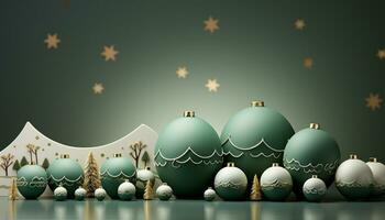 ai gegenereerd winter viering glimmend sneeuwvlok ornament Aan goud Kerstmis boom gegenereerd door ai foto