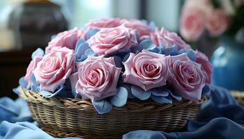 ai gegenereerd een mooi boeket van vers roze bloemen, een geschenk van liefde gegenereerd door ai foto