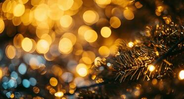 ai gegenereerd goud disco lichten Aan achtergrond Kerstmis foto