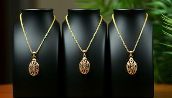 ai gegenereerd glimmend goud ketting, symbool van elegantie en luxe gegenereerd door ai foto