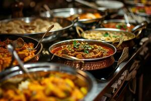 ai gegenereerd menu met een verscheidenheid van gerechten voor Indisch restaurant foto