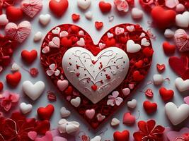 ai gegenereerd vrij foto mooi gelukkig valentijnsdag dag met rood liefde roos horen valentijnsdag dag concept achtergrond