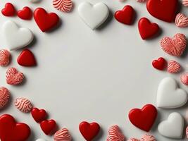 ai gegenereerd foto mooi gelukkig valentijnsdag dag met rood liefde roos horen valentijnsdag dag concept achtergrond