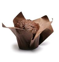 chocola muffin geïsoleerd Aan wit achtergrond . muffin met chocola chips. foto