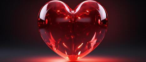 ai gegenereerd transparant gloeiend rood hart vorm 3d weergegeven generatief ai foto
