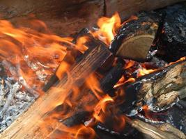 natuurlijk vuur verbrandt brandhout foto