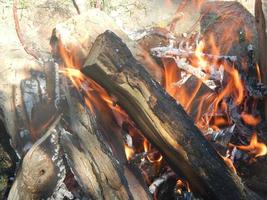 natuurlijk vuur verbrandt brandhout foto