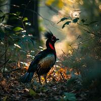 ai gegenereerd fotograaf van een mooi kleurrijk vogel in de amazon regenwoud in Brazilië foto