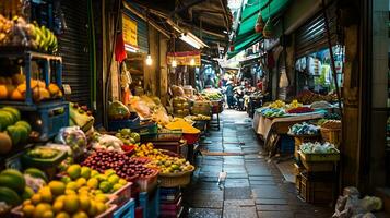 ai gegenereerd schot van traditioneel markt in Aziatisch foto