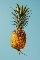 ai gegenereerd een ananas Aan geïsoleerd licht blauw achtergrond foto